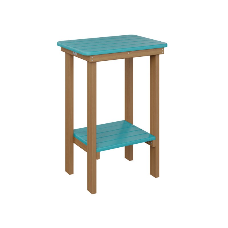 Berlin Gardens Rectangular End Counter Table, Aruba Blue, Natural Teak