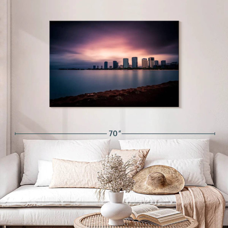 Sireci Honolulu Purple Sunset Skyline, 30" H x 45" W