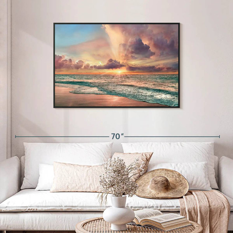 Plage de cuivre, Cadre flottant noir, 43 po x 29 po