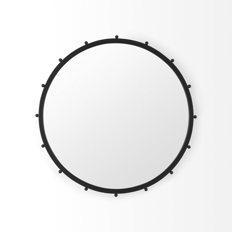 Weston Metal Round Mirror, Black, 37.6" x 37.6"