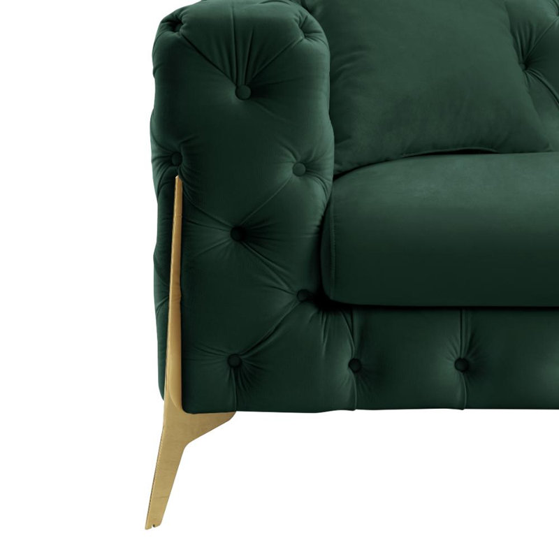 Spiceland 2 Seater Velvet Sofa, Green