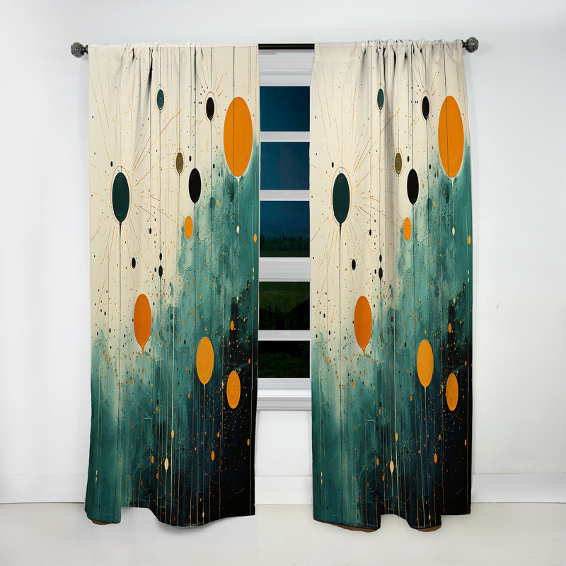 Stacey Colorful Mid Century Minimalist Oasis III - Modern Curtain - Velvet Room Darkening - 1 Panel, 52" W x 95" L