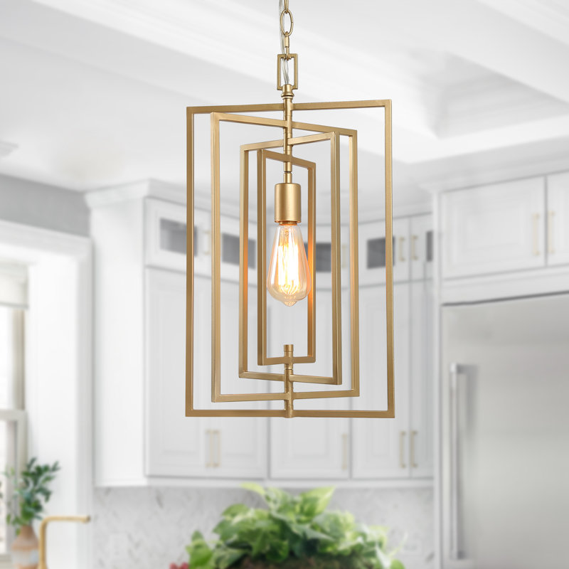 Conlyn 1 - Light Modern Lantern Rectangle Pendant For Dining Room, Doré