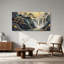 Montagne, cascade de montagne, feuille d'or, art mural-497285593