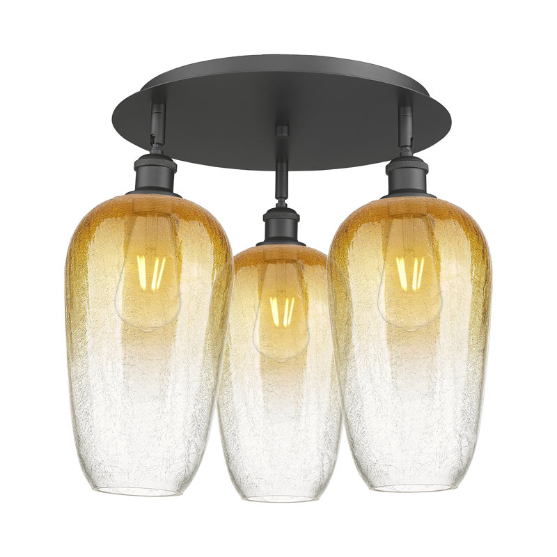 Plafonnier encastré 3 lumières Ballston - Brookhaven, Ambre, Noir mat