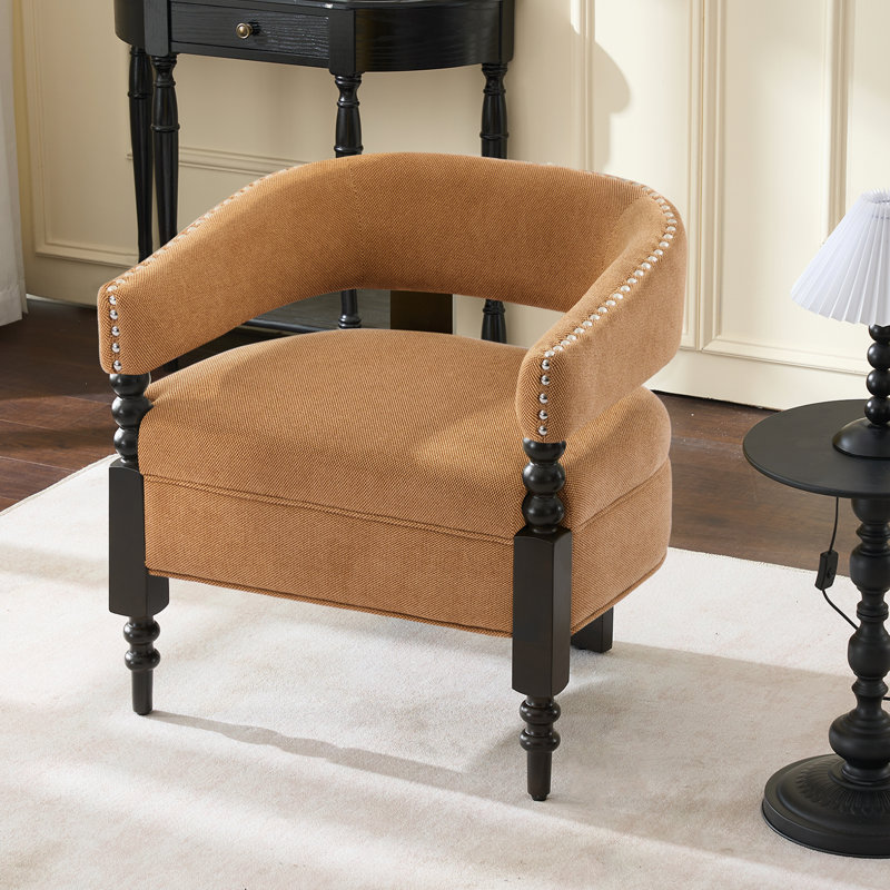 Barrel Upholstered Armchair, Brown