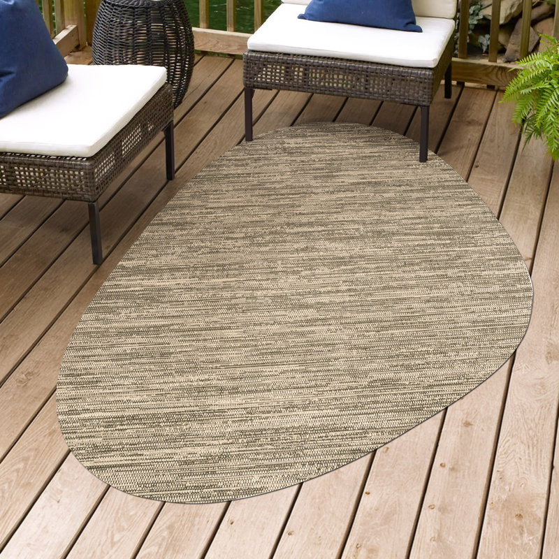 Omid Modern Rustic Abstract Beige/Brown Indoor/Outdoor Rug, Novelty 7'9" x 10'