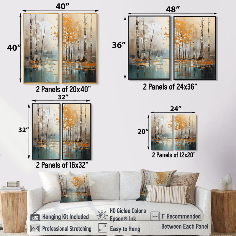 Haldane - Large Tree Birch Canvas Prints, 20" H x 24" W, Black, Floater Framed Print