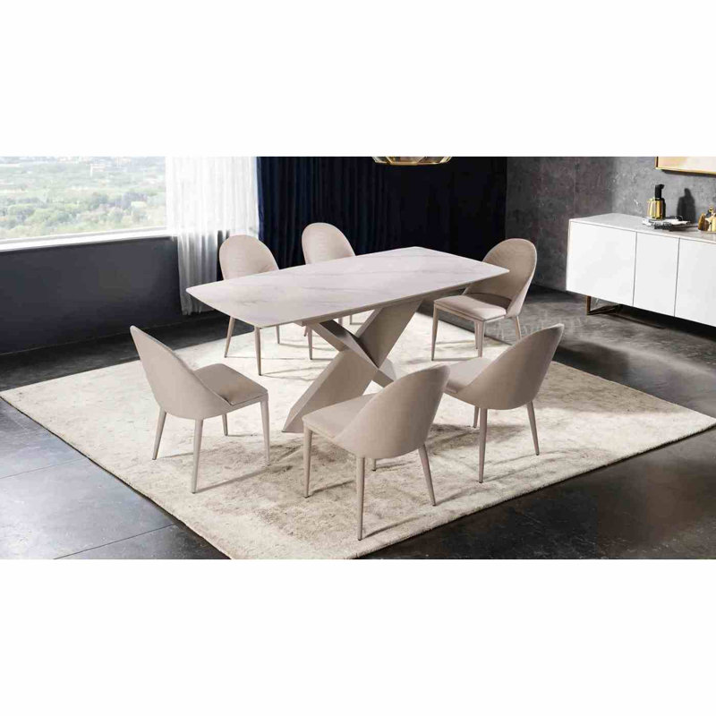 Chaise de salle à manger 2 pièces en similicuir brun