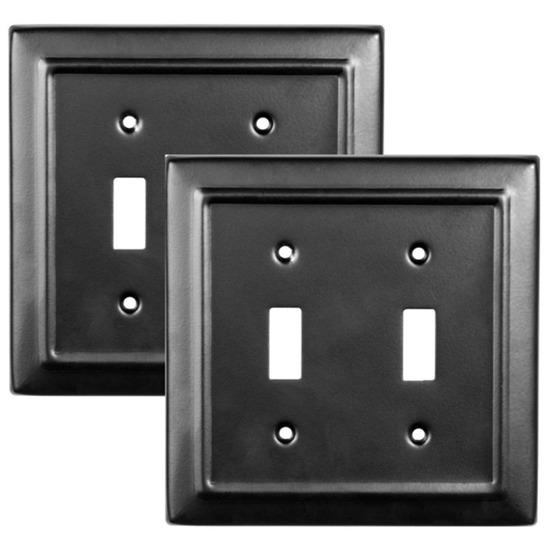 Matte Black Double Toggle Switch Wall Plate