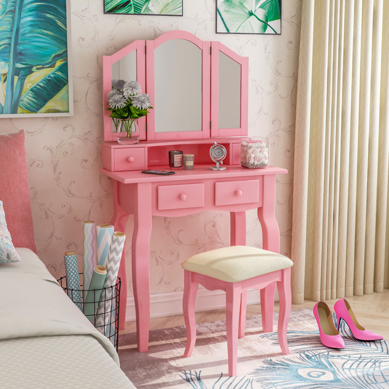 Ensemble coiffeuse avec miroir Avoca Kids, Rose