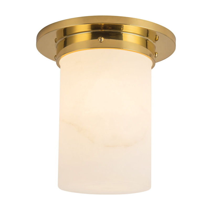 Mineral 8-in Brass Flush Mount, Alabaster, Brass