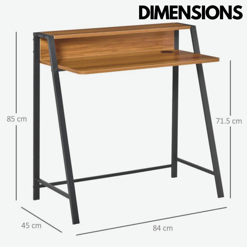 Seydou 84cm W Rectangle Writing Computer Desk Industrial Rustic Brown/Black Home Office Furniture