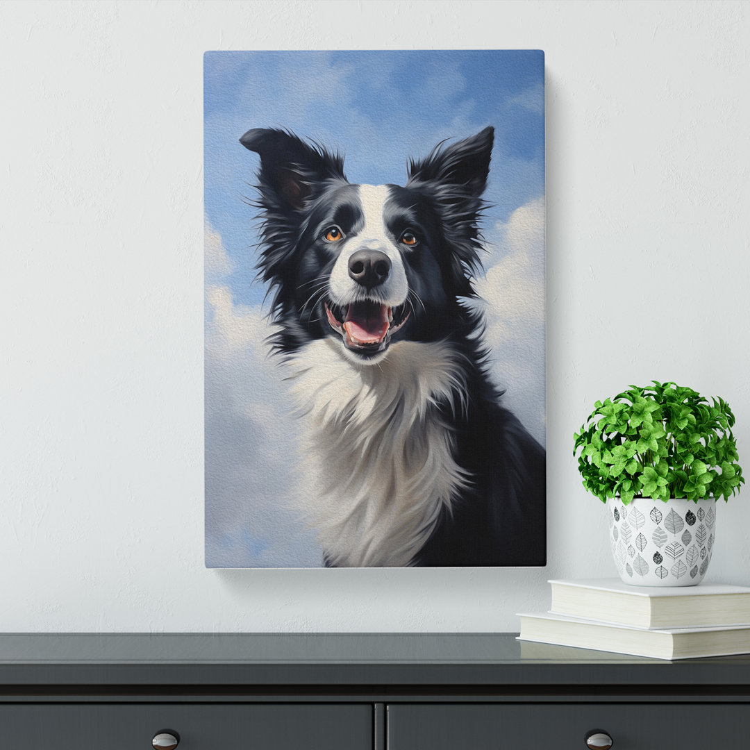 Border Collie Contemporary - Wrapped Canvas