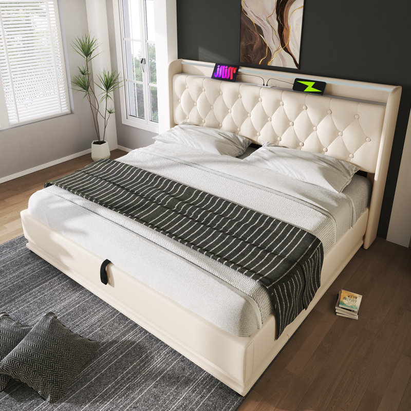 Upholstered Ottoman Storage Bed, Double (4'6)
