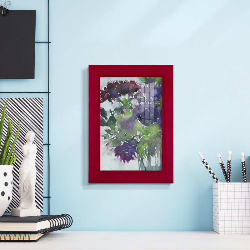 «Florus Garden Wild Things I», impression encadrée sur papier, Rouge cerise, H 6 po x l 4 po x P 1 po