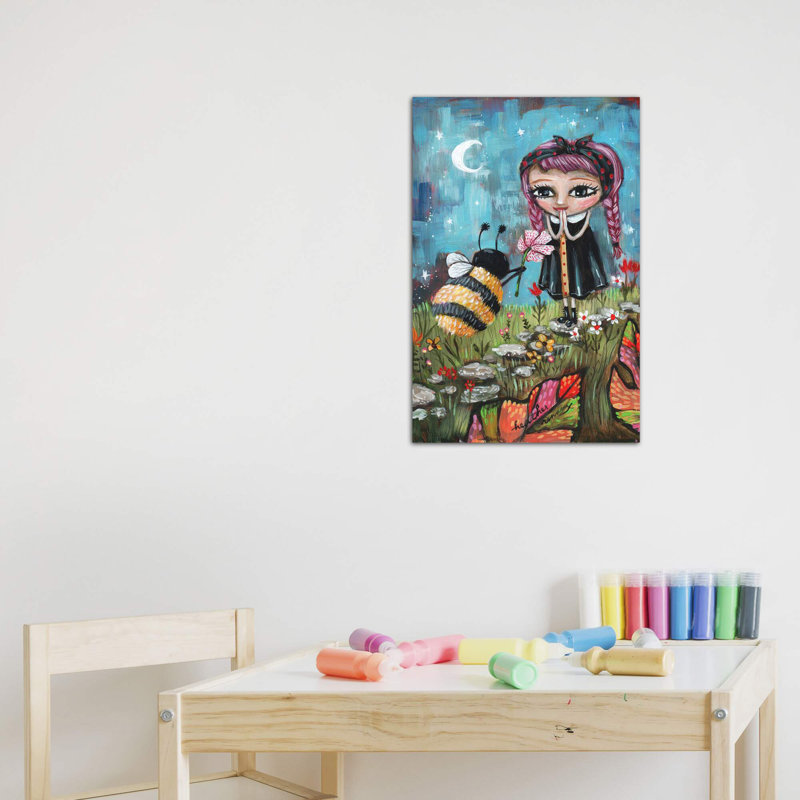 «Bee Mine» par Heather Renaux - reproduction d'art, H 12 po x l 8 po x P 0,75 po, Toile tendue, Pas de tapis