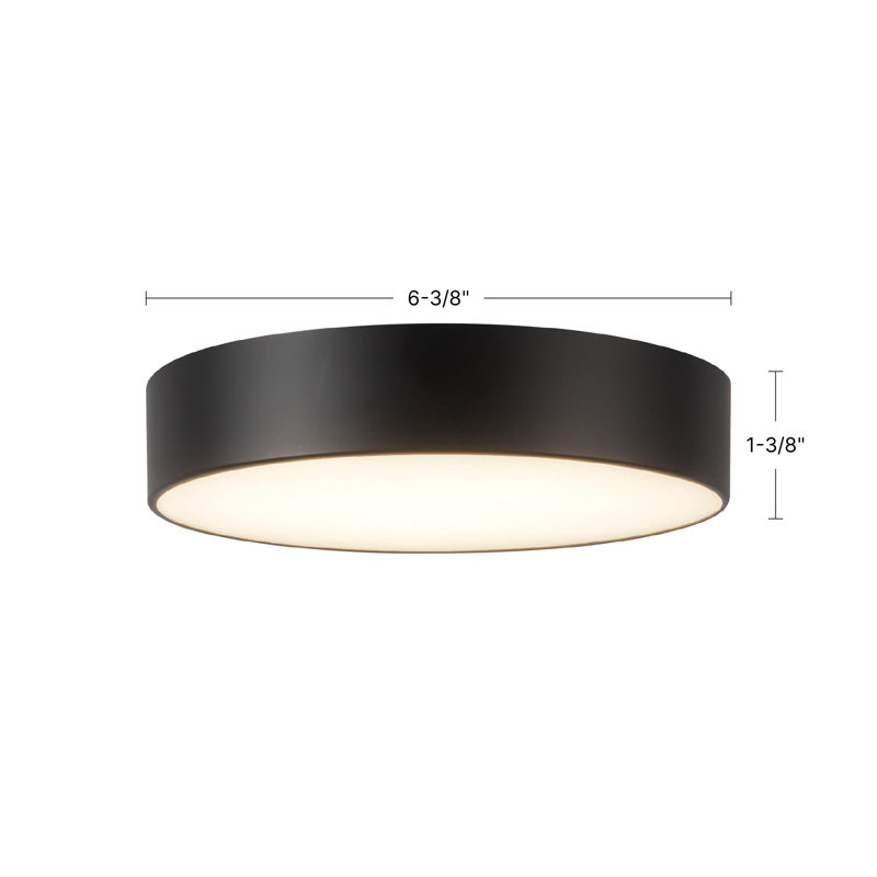 Musa 6-in Black dimmable LED Flush Mount, Nickel
