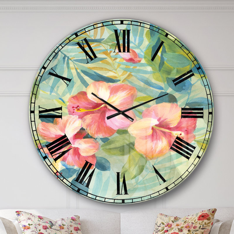 Horloge murale Swigart Hibiscus Garden III, Surdimensionné