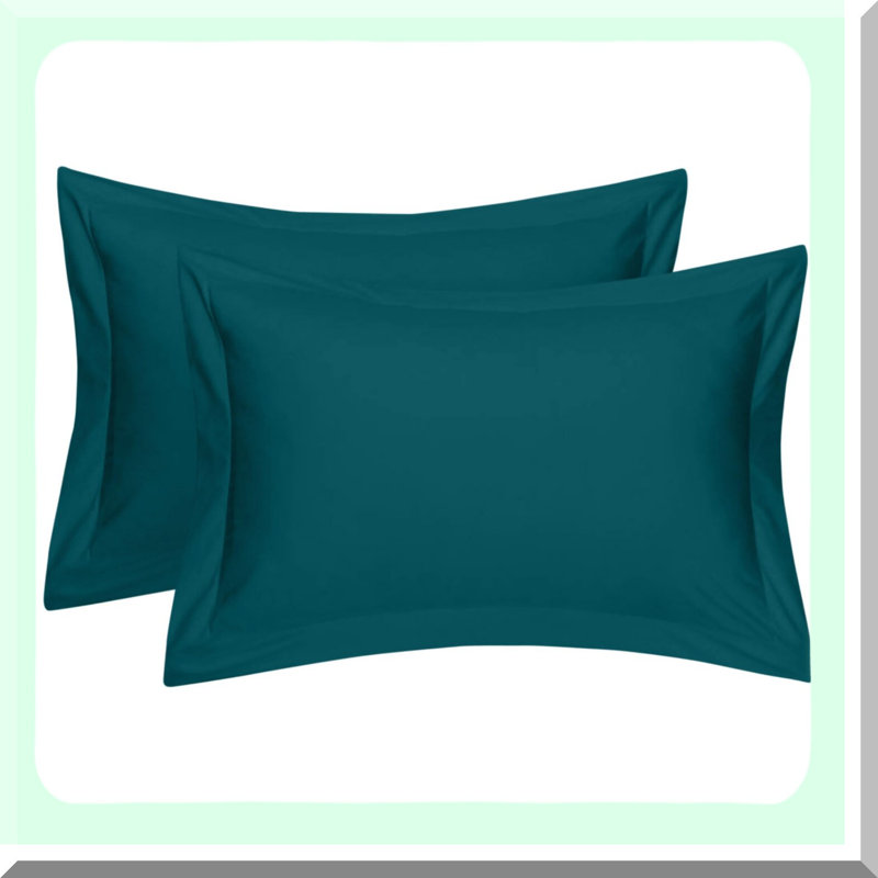 Luxury Teal 600TC Queen Pillow Shams - Set of 2 | Heavy Quality Decorative Pillow Sham with 2 Inch Flange | Queen Size 20X30 | Soft & Stylish