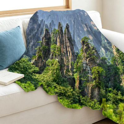 Green Ultra Soft Flannel Fleece Throw Blanket,China Nature Landscape Single-Sided Print