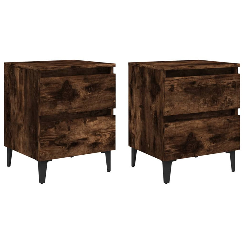Quandt 40cm W Manufactured Wood Bedside Table, Smoked Oak