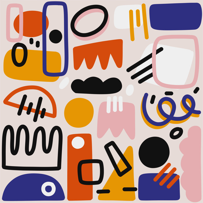 Pattern With Colorful Geometric Shapes by Merve Ozkaya - Wrapped Canvas Art Prints, 76cm H x 76cm W