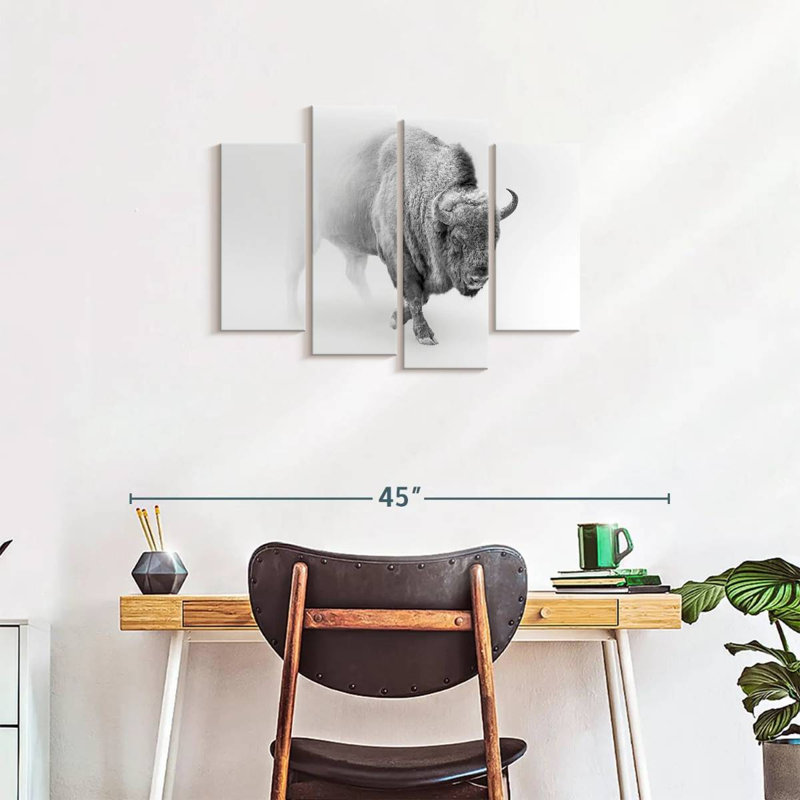 " Wild Bison " 4 - Pieces, 22" H x 36" W x 1" D