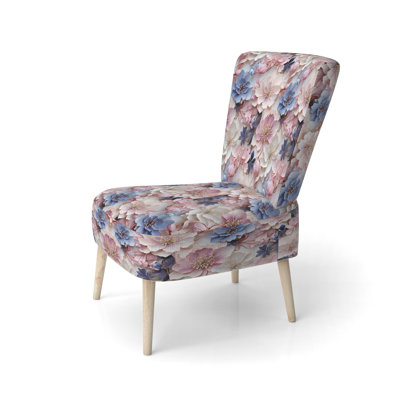 Romantic Blossoms Floral Pattern - Upholstered Cottage Accent Side Chair