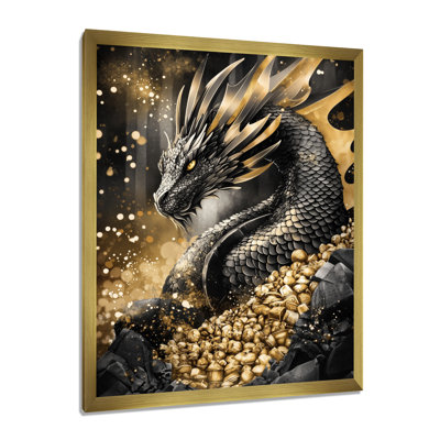 Golden Majestic Dragon Lair - Dragons Canvas Print