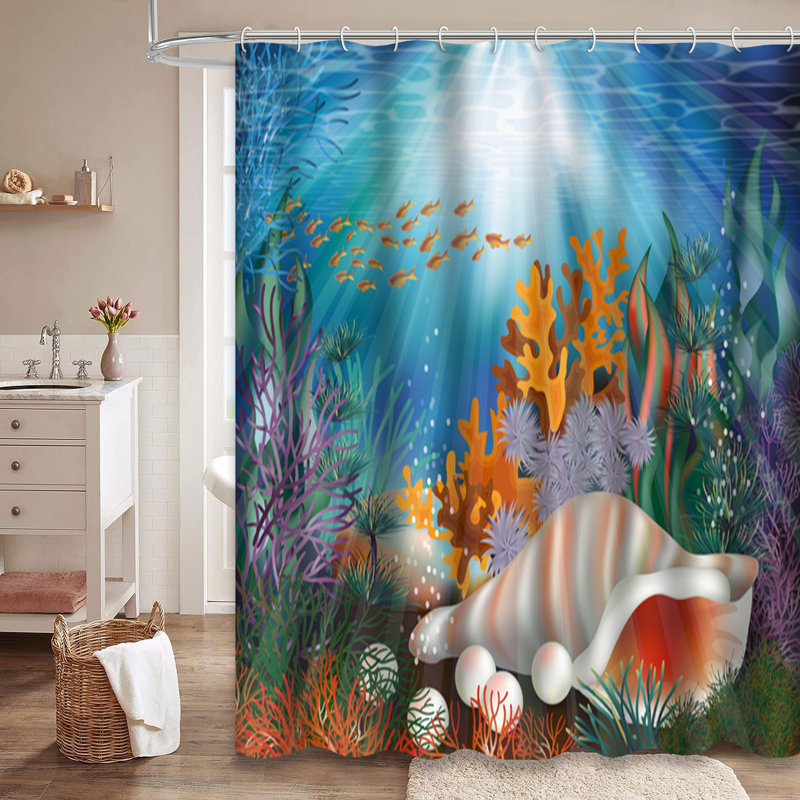 Rideau de douche avec 12 crochets, L 72 po x l 78 po