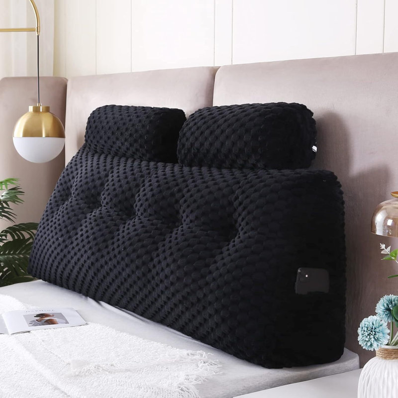 Coussin Velvet Wedge Bed, H 19,69 po x l 39,37 po, Noir, noir, noir, noir