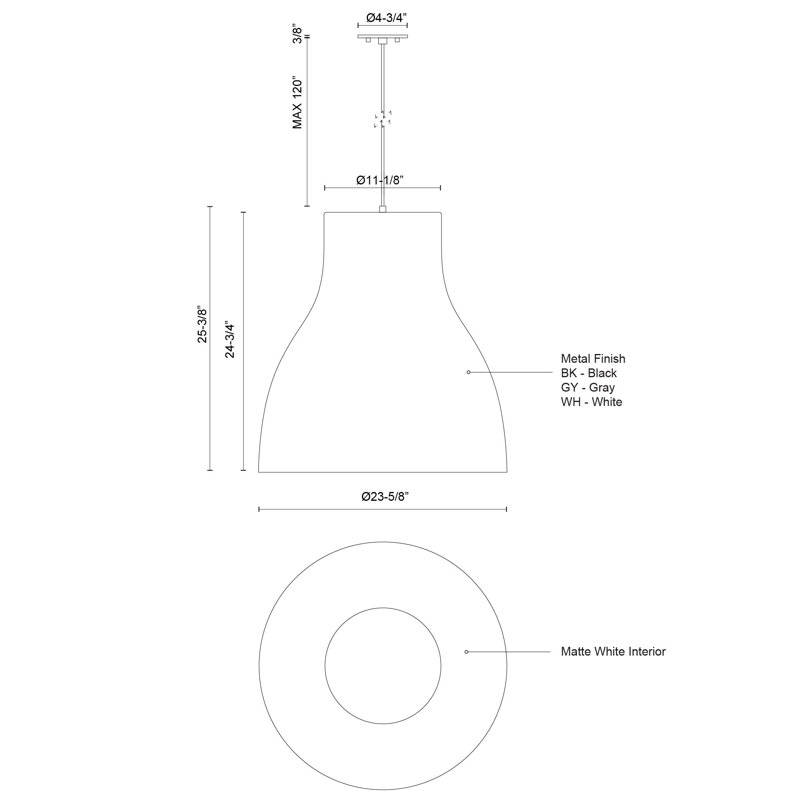 Cradle White Powder-Coated Aluminum Single Pendant 25.38" H