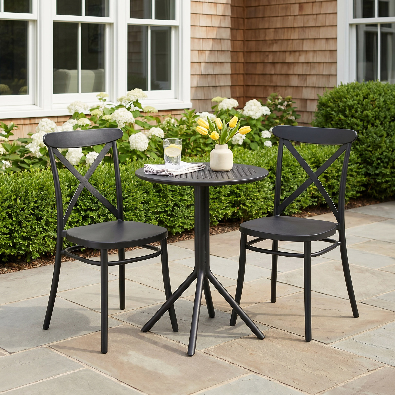 Farrah 24" Patio Bistro Set, White