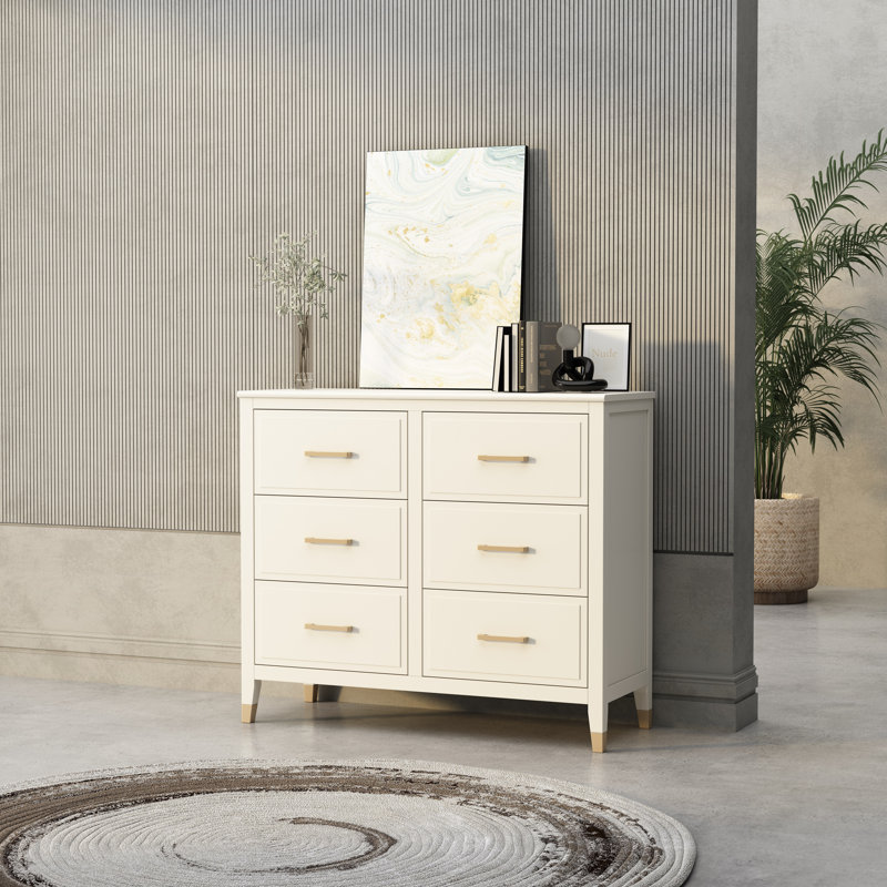 6 Drawer 105Cm W Double Dresser, White