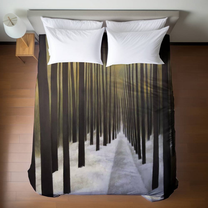Housse de couette Randonnée dans la forêt brune | Décor de paysage d'arbres