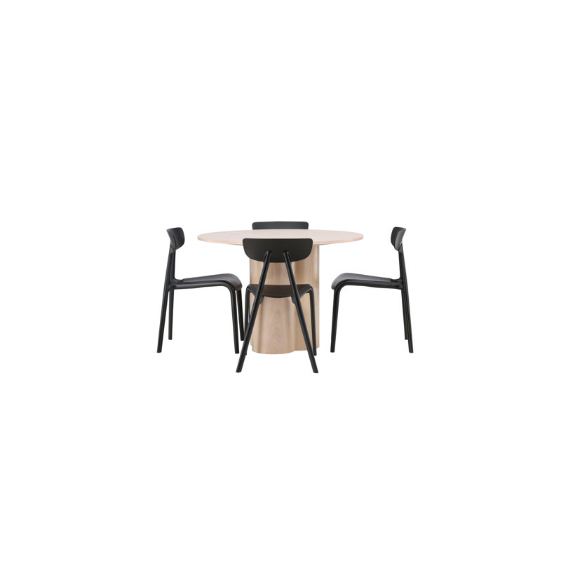 Wetmore 4 - Person Dining Set, White, Black, Black