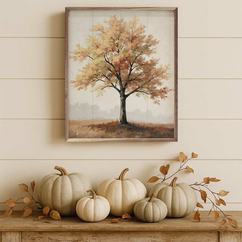Autumn Tree On Hill, 10" H x 8" W
