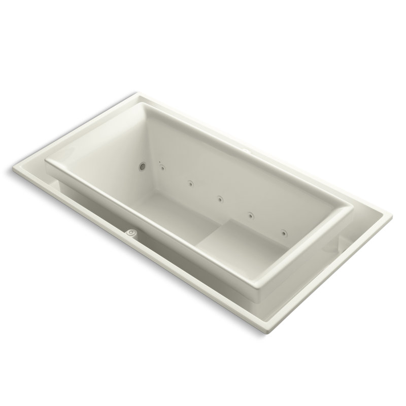 Sok 75" x 41" Dop In Combination Acrylic Bathtub with Heater, Biscuit