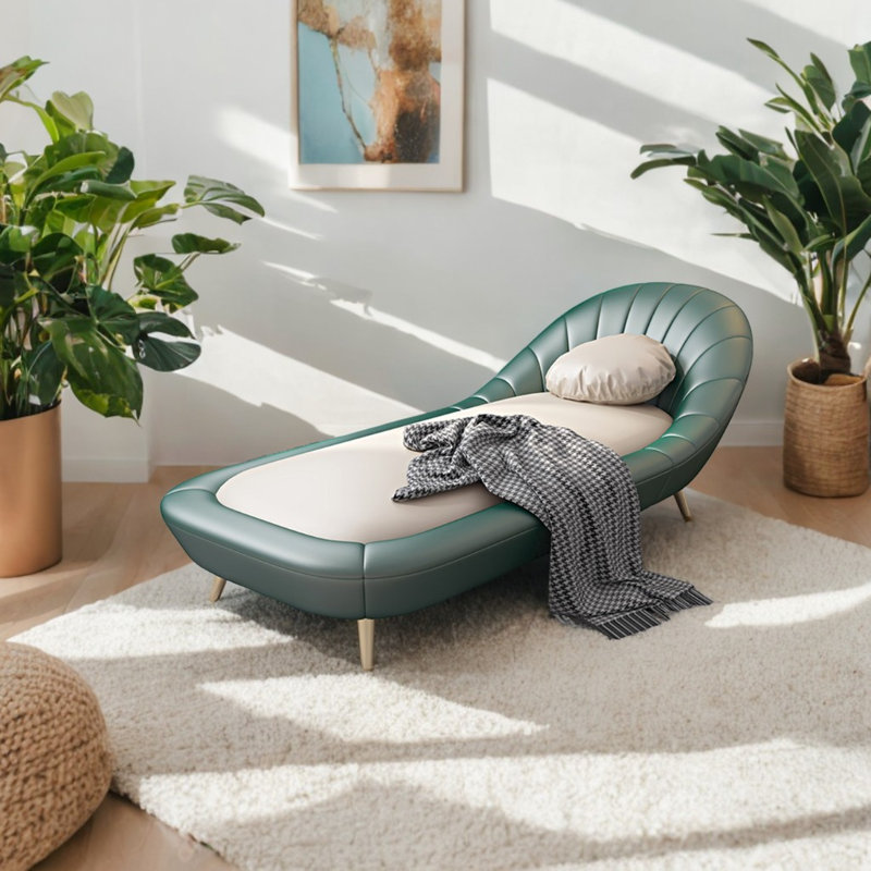 Chaise longue rembourrée Modern, Beige / vert foncé
