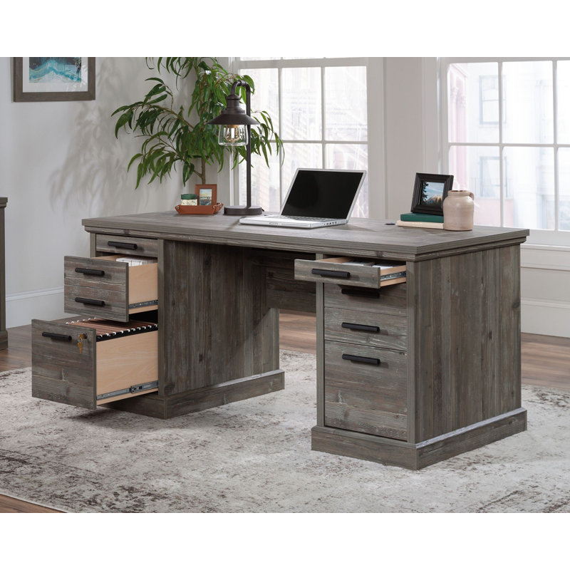 Bureau double caisson Aspen, Gris