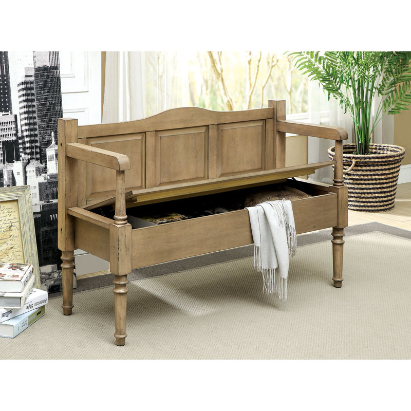 Banc de rangement en bois Mouton, Naturel