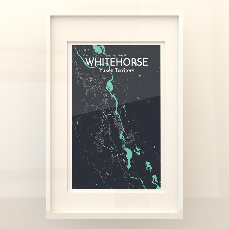 «Whitehorse City Map», impression, Vert/gris, H 36 po x l 24 po