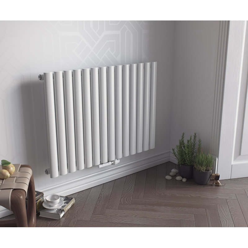 Angela Horizontal Oval Panel Radiators, 60cm H x 58.4cm W x 9cm D, White