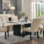 Table de salle à manger attrayante et élégante en marbre véritable blanc 1 pièce-509616676