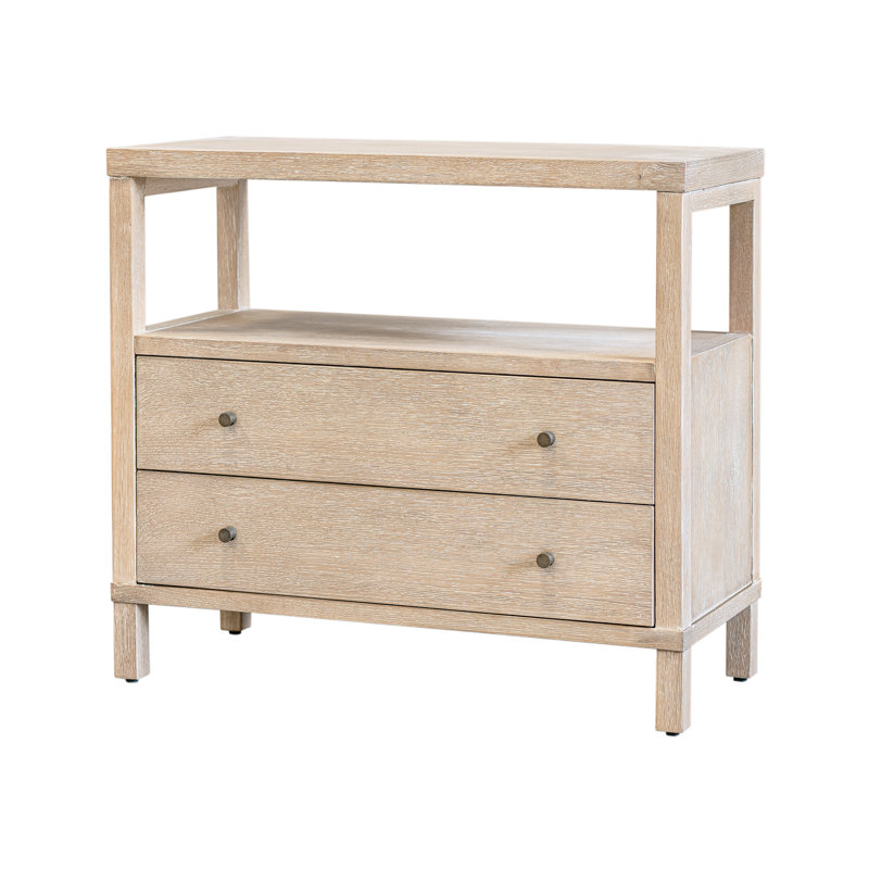 2-Drawer Wood Nightstand, Natural, Natural