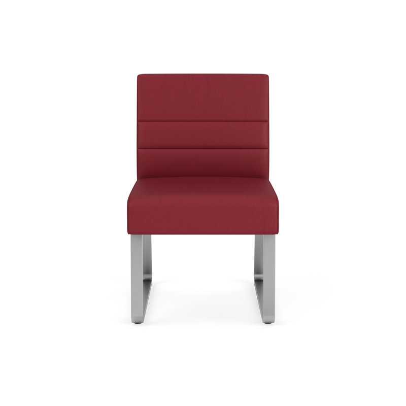 Chaise d'invité sans accoudoirs Waterfall, Argent, Vinyle Patriot Plus Bordeaux