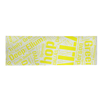 Tapis jaune poils longs à tissage plat