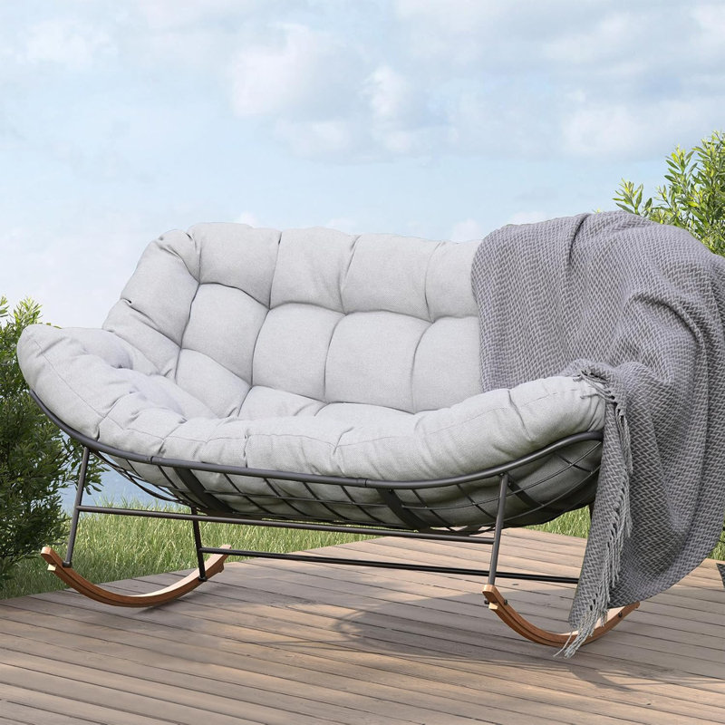 Double chaise berçante royale, Coussin gris / cadre gris