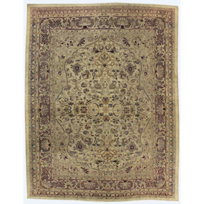Tapis unique ivoire / mauve / brun 10 pi 1 po x 12 pi 6 po Amritsar